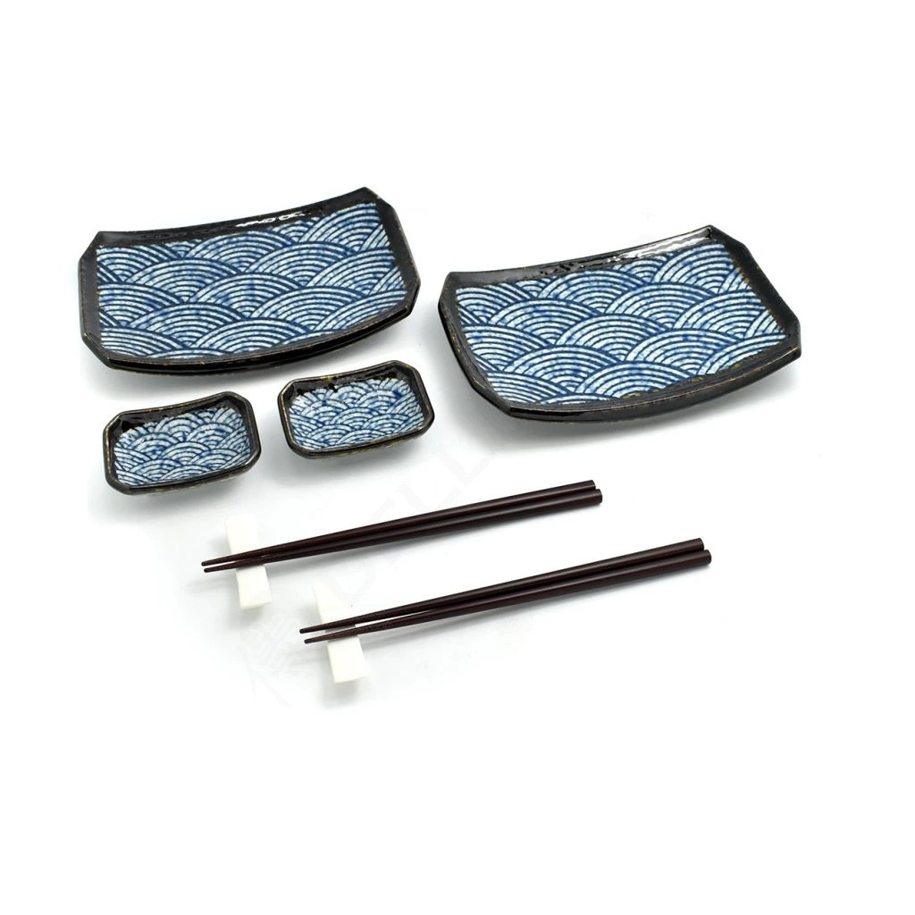 foto Japonsk� porcel�nov� servis na sushi Blue Wawe Midi, pro 2 osoby